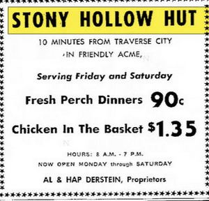 Stony Hollow Hut (The Hut) - May 1961 Ad (newer photo)